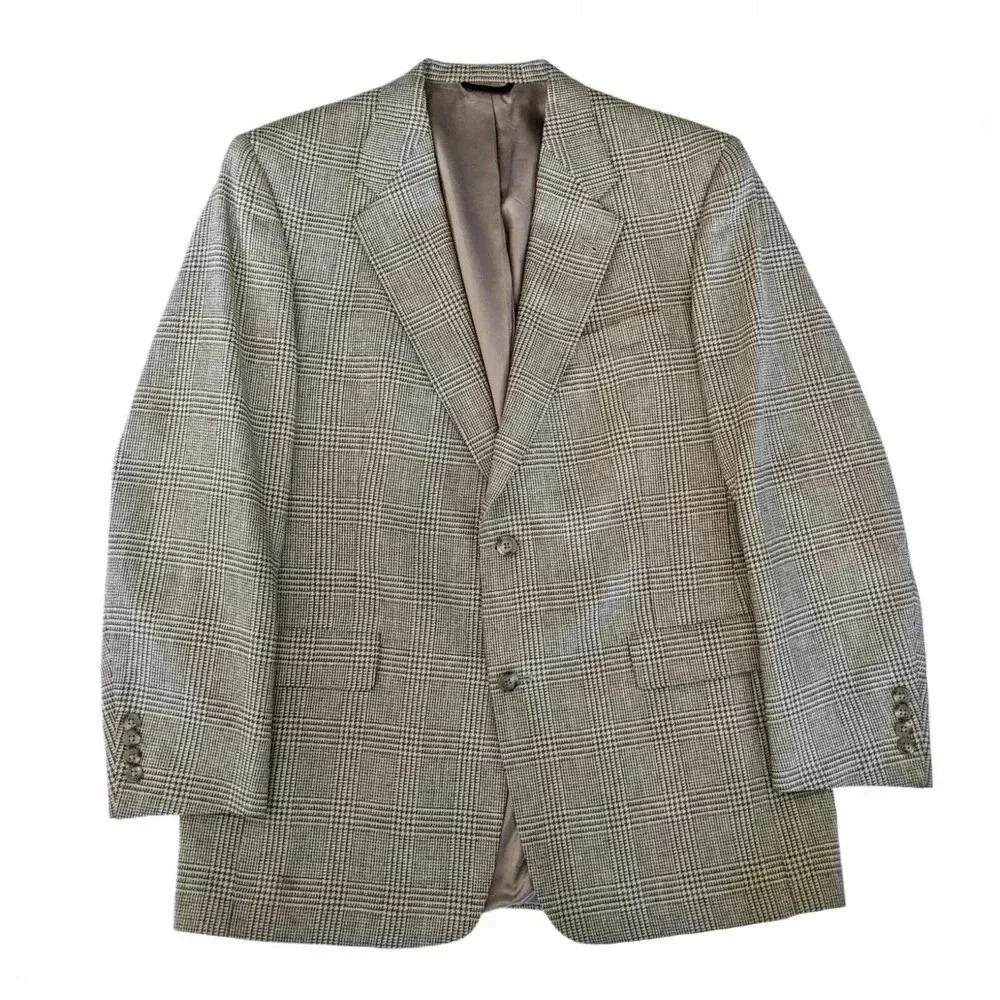 HART SCHAFFNER MARX Plaid Sport Coat Blazer Size 42 Silk Blend  Two Button